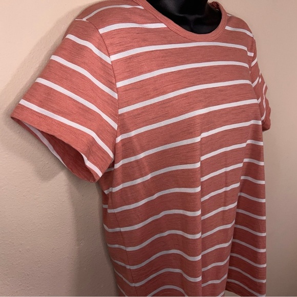 Large Mauve Orange White Striped Tee Time And Tru Casual Cotton Blend Preppy - Picture 6 of 13